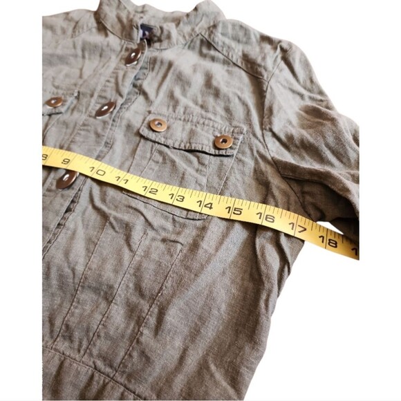 Taxi 100% Linen Military Utility Big Buttons Jacket Medium Safari Whimsigoth - Picture 3 of 9